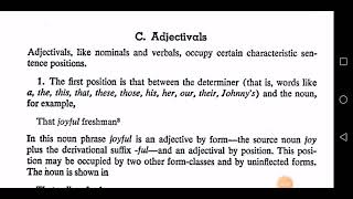 Parts of Speach: Positional Classes, part #3 Adjectivals