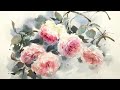 Watercolor Painting Real Time - Pink Roses #watercolor #roses #painting #demo #realtime