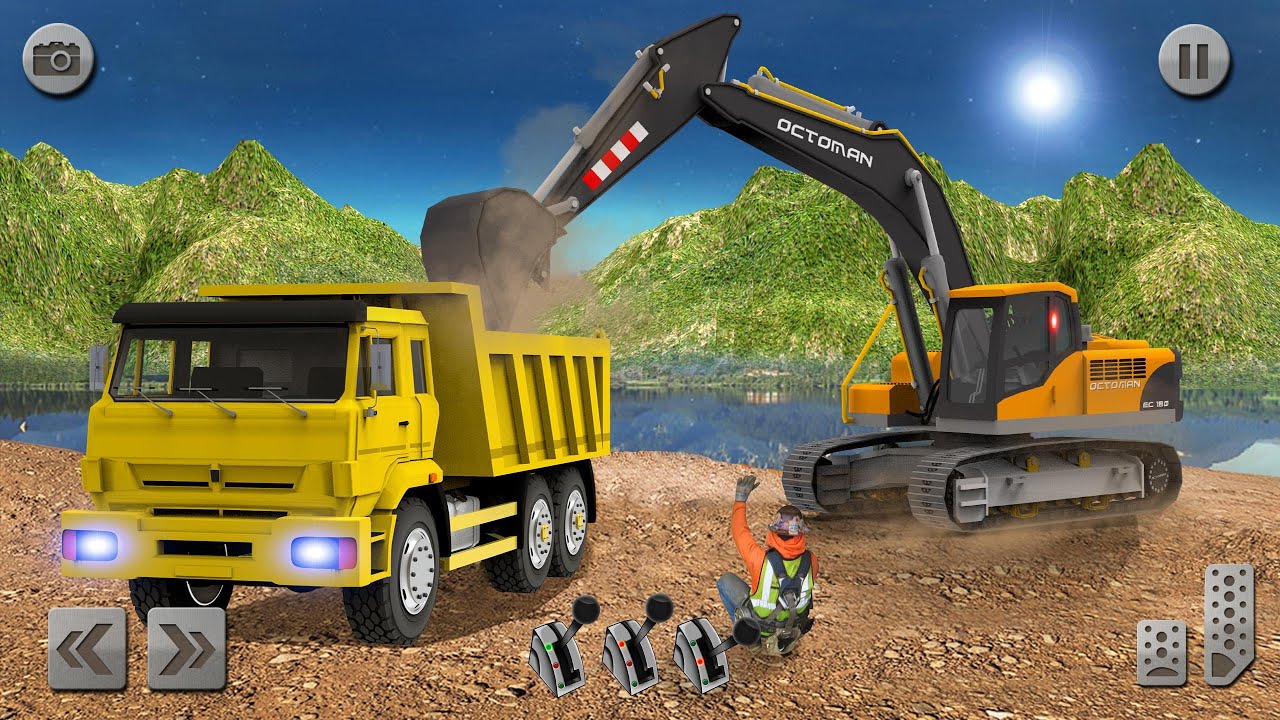 Sand Excavator Offroad Crane Transporter-Roadbed-Driving Simulator - Android Games
