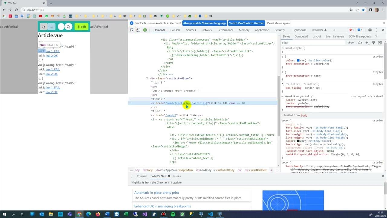 vue.js : Solve Value a href-Link from Curly braces to v-bind:href - YouTube