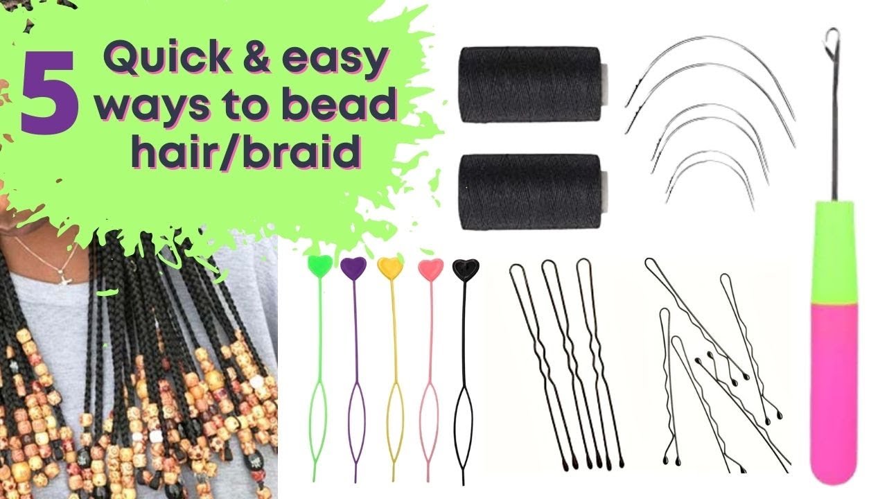 How to bead braids/hair fast💥5 methods to bead braided hair💥How to put  beads on braids fast❣️ - YouTube