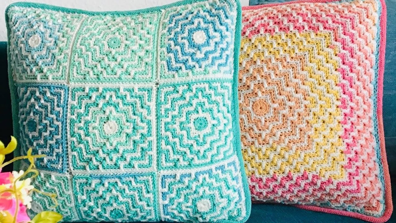 Όμορφα μαξιλαράκια από ένα μοτίφ - 1 granny square 2 pillows