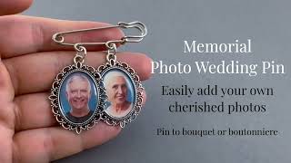 Make Your Own Photo Wedding Bouquet Photo Charm or Boutonniere Pin with 2 Photos for Wedding Day