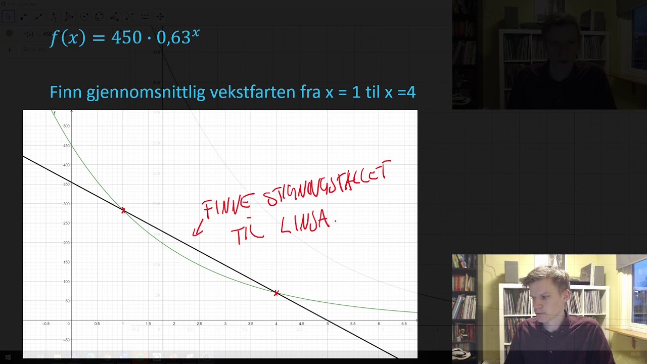 Finne gjennomsnittlig vekstfart i geogebra