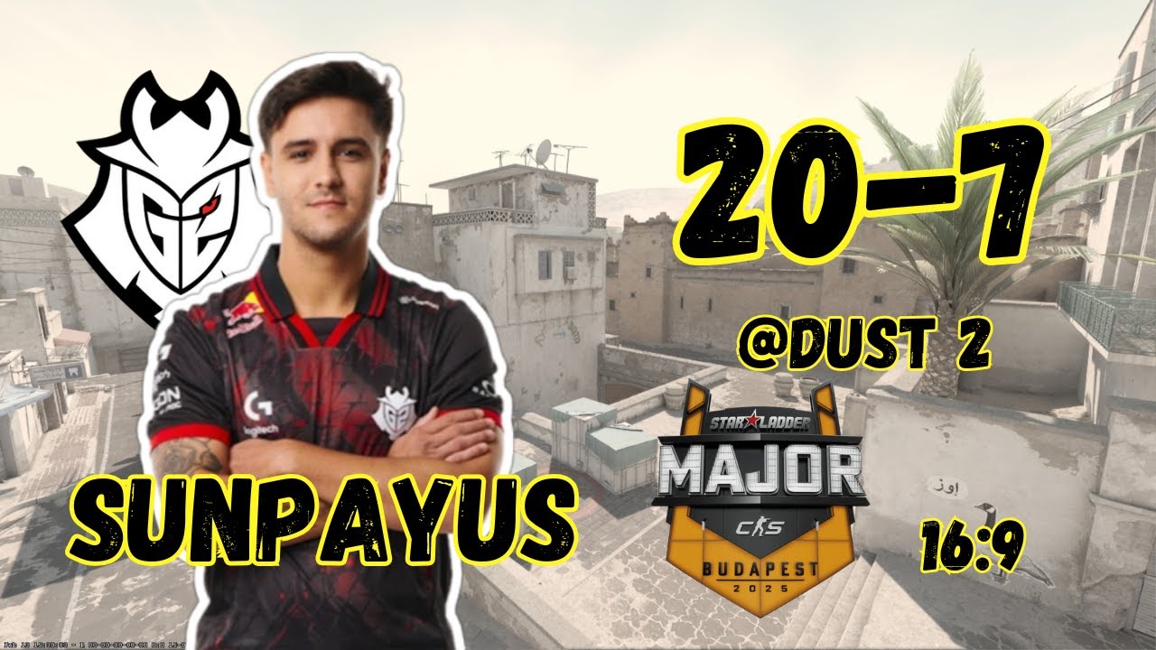 CS2 POV 16:9 SunPayus G2 (20/7) vs paiN (Dust 2) @ StarLadder Budapest Major 2025 Stage 3