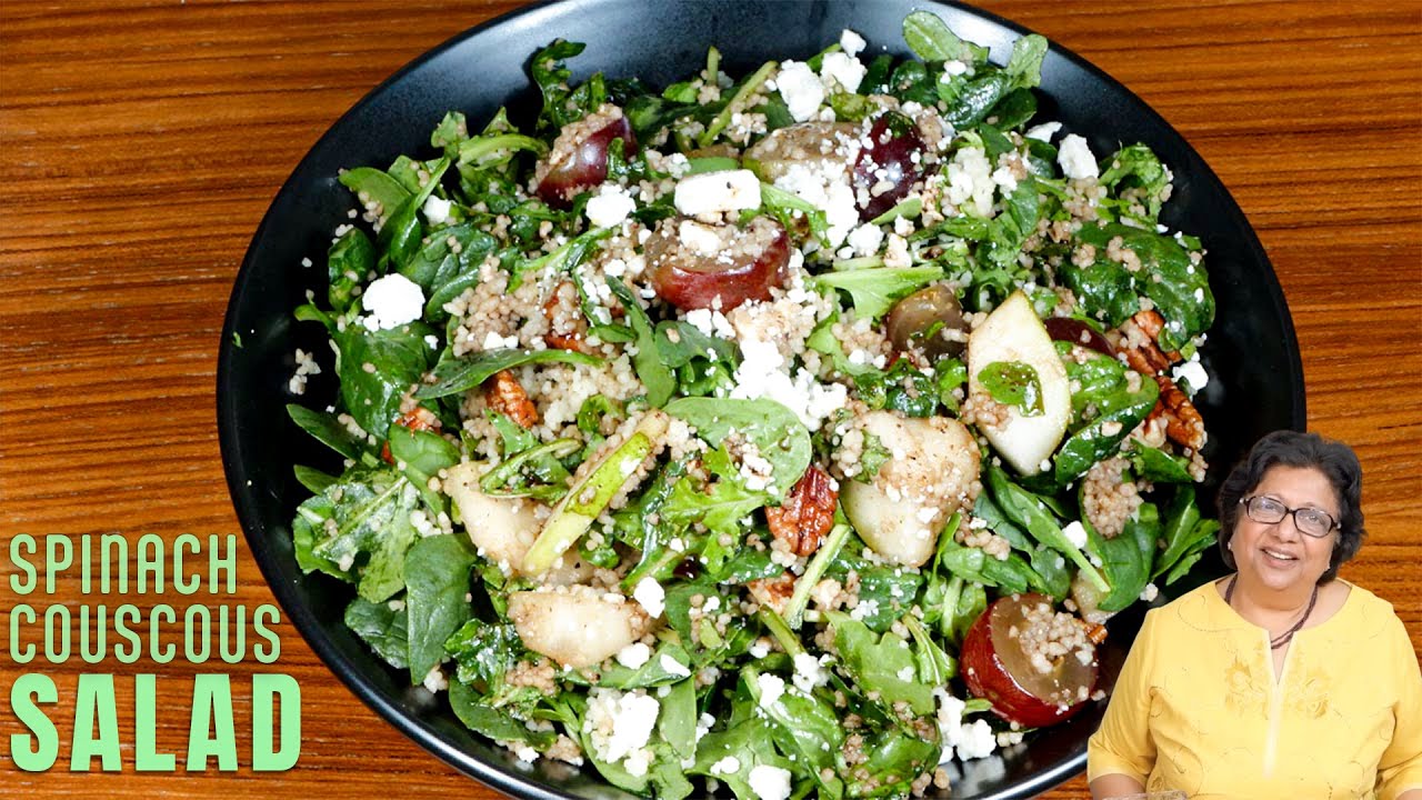 Spinach Couscous Salad - Vegetarian Recipe | Manjula