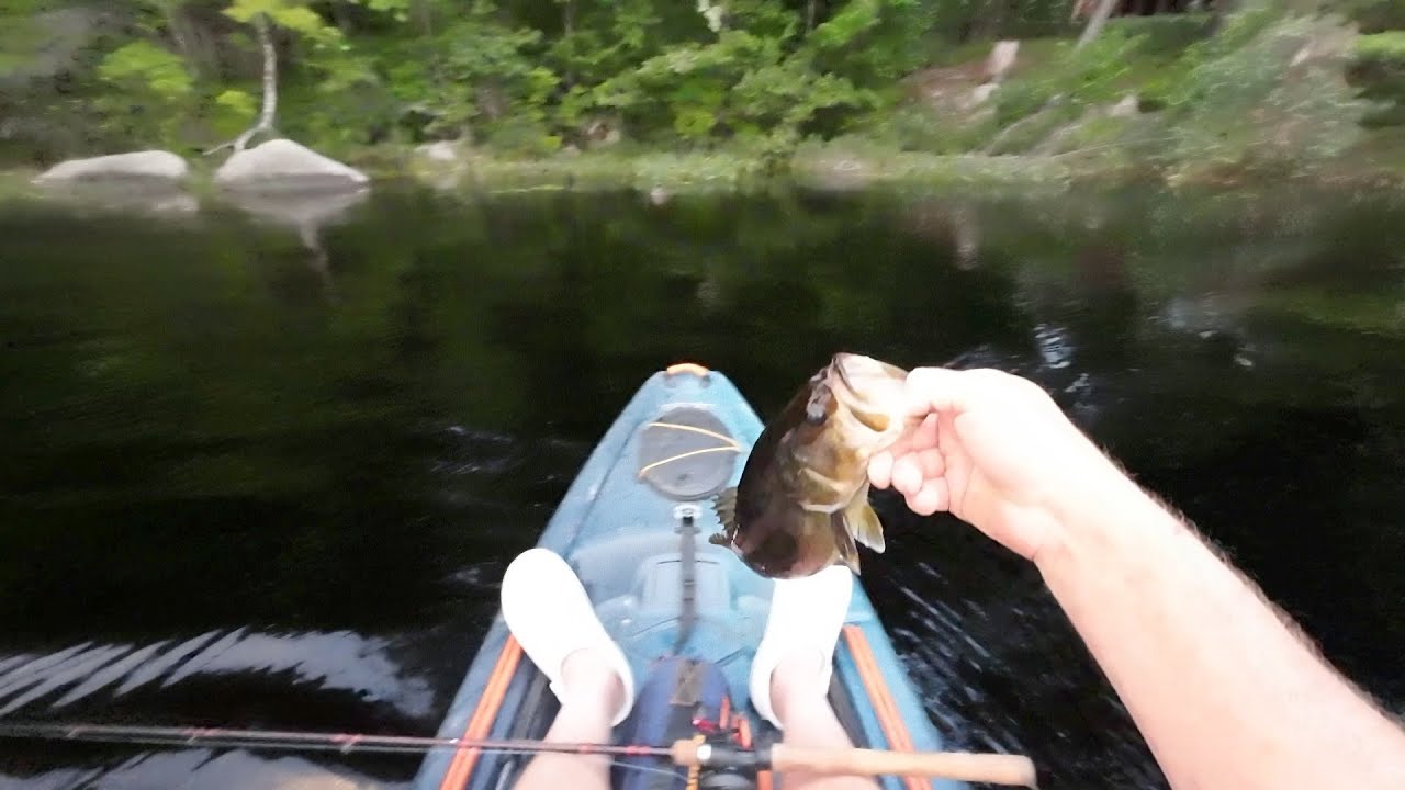 Kayak bass fishing here in Maine