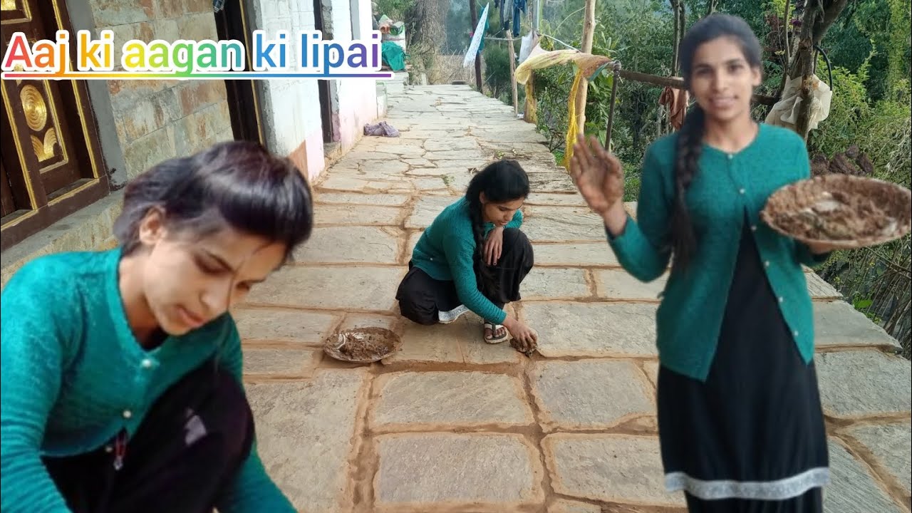 Aaj ki aagan ki lipai 🥰 anjalifamilyvlogs #phadilifestyle #pahadivlog #vlog #lipai 