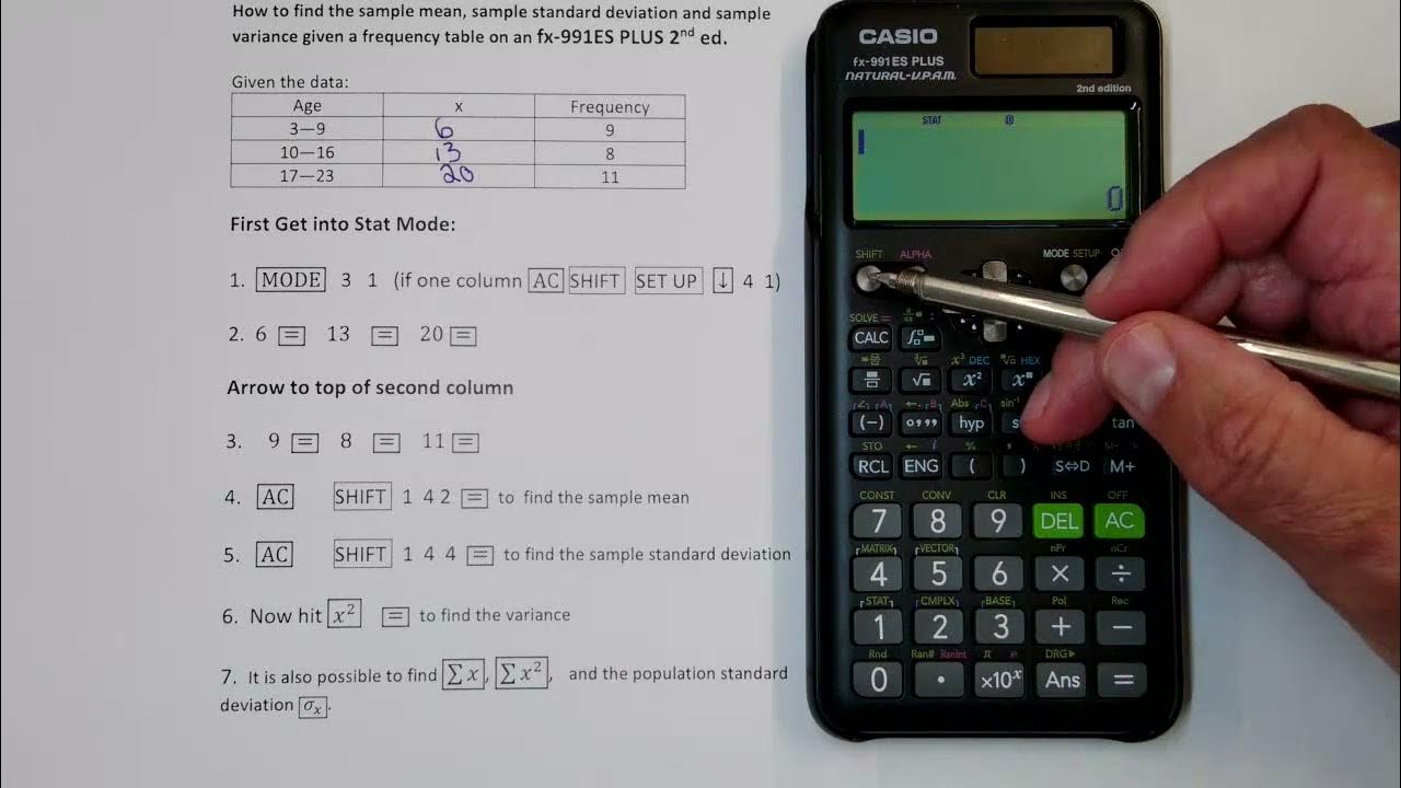 How To Find Standard Deviation On Casio Fx-300es Plus Sample Mean, Standard Deviation and Variance Given a Frequency Table on