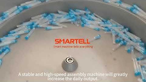regular 3-part syringe assembly machine test before shipping with vibrator centrifugal feeder