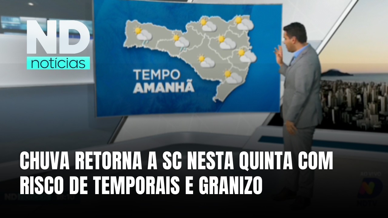 Previsão indica temporais, chuva forte e granizo em SC nesta quinta