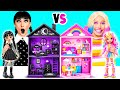 素晴らしいドールハウスを作ります ウェンズデー vs イーニッド ャレンジ | ミニ ビルド アイデア TeenTeam Challenge