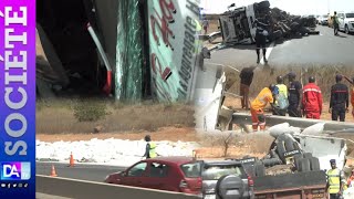 Route Dakar - AIBD : un camion se renverse dans un choc violent