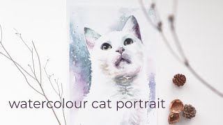 Painting a White Cat Portrait in Watercolour