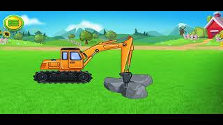 Construction vehicle jcb Breaks stone.