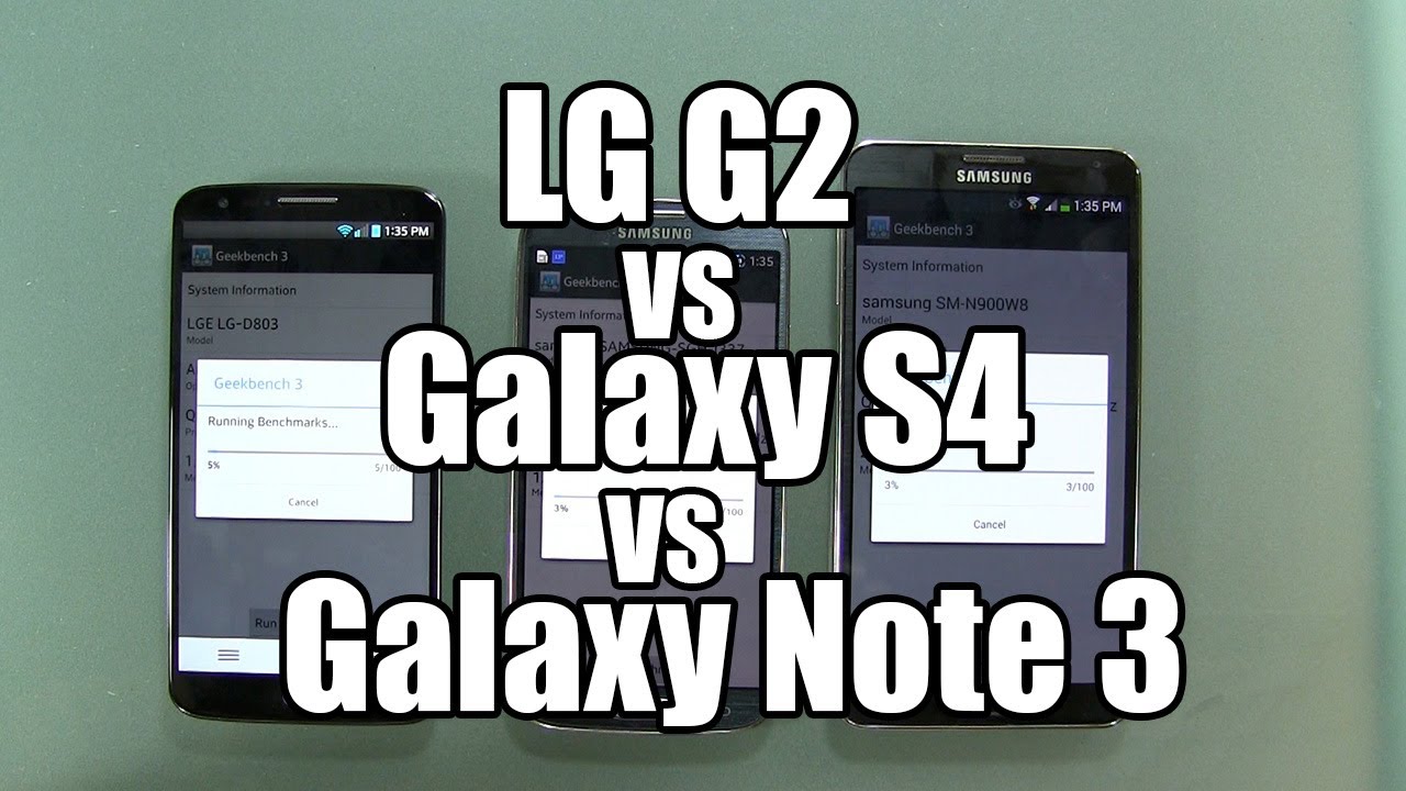 LG G2 VS Galaxy S4 VS Galaxy Note 3 Benchmark Test