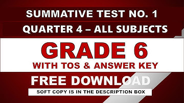 GRADE 6 Q4 SUMMATIVE TEST NO. 1 - ALL SUBJECTS - WITH TOS AND ANSWER KEY