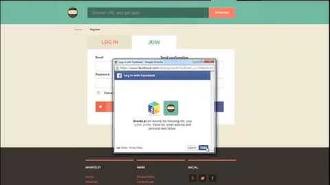 Shorte.st tutorial - connect with facebook