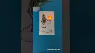 DIY “Robot with a lightbulb” interactive card. Easy and fun paper electronics project for beginners