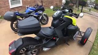 RYKER: OEM accessories review, sport windshield, saddlebag mount, smartphone mount, LinQ top case