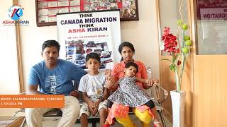 Asha Kiran Immigration Services  Client Testimonial Canada Immigration,  Mrs. Bindhu