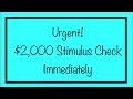 Urgent! $2,000 Stimulus Check Immediately &amp; Raise for Social Security, SSDI, SSI, VA