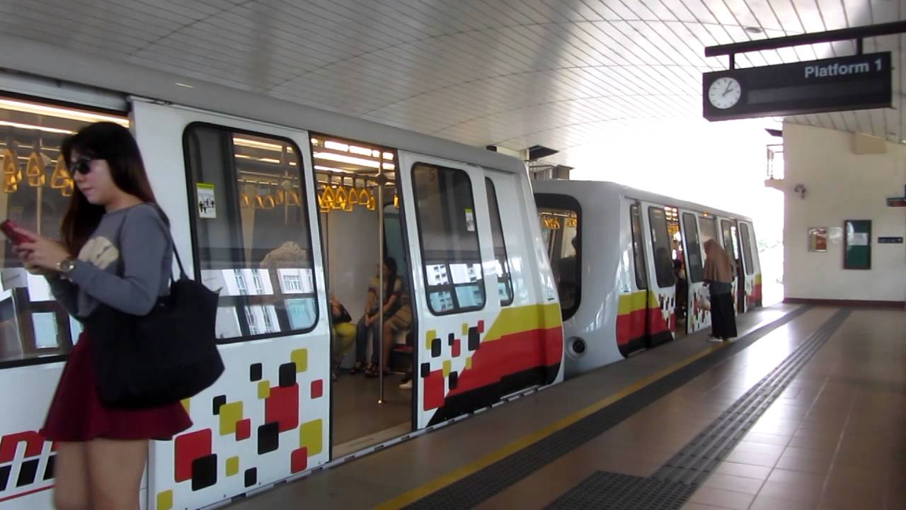 SMRT Bukit Panjang LRT - Trains at BP6 Bukit Panjang on 11 August 2015