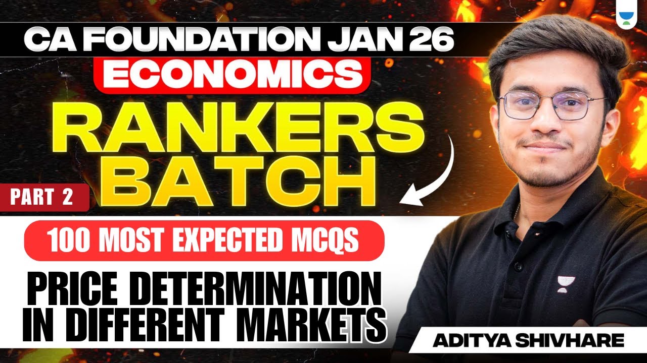 100 Most Expected Question| Price determination in different markets| Economics CA foundation Jan 26