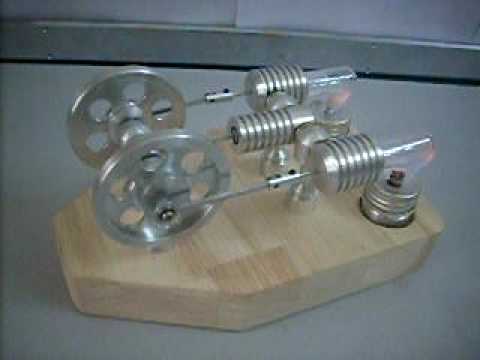 JA MODEL=Twin Cylinder Hot Air Stirling Motor Engi...