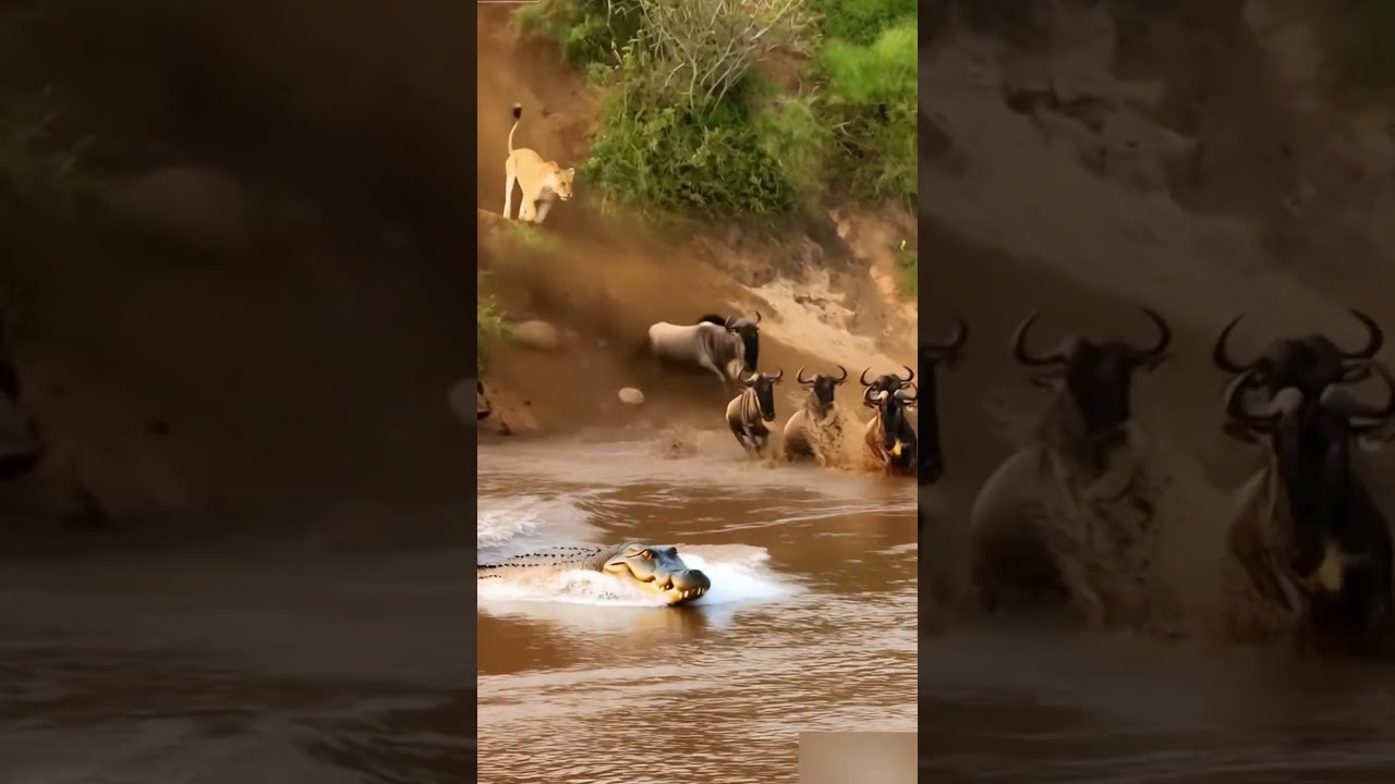 Can The Buffalo Escape From Lions And Crocodiles LionHunt