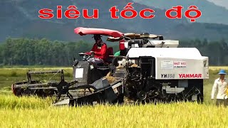 Siêu tốc độ dòng máy cắt yanmar YH850 sánh ngang vs kubota DC93 về tốc độ gặt lúa đứng xem quá đã