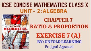 ICSE CONCISE MATHEMATICS CLASS 10 | 7. Ratio and Proportion | Ex 7(A) #icsemaths #class10