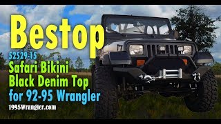 Bestop 52529 15 Safari Bikini Black Denim Top for 92 95 Wrangler