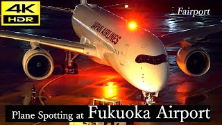 4k airplane video at Fukuoka japan /雨夜の福岡空港 20240110