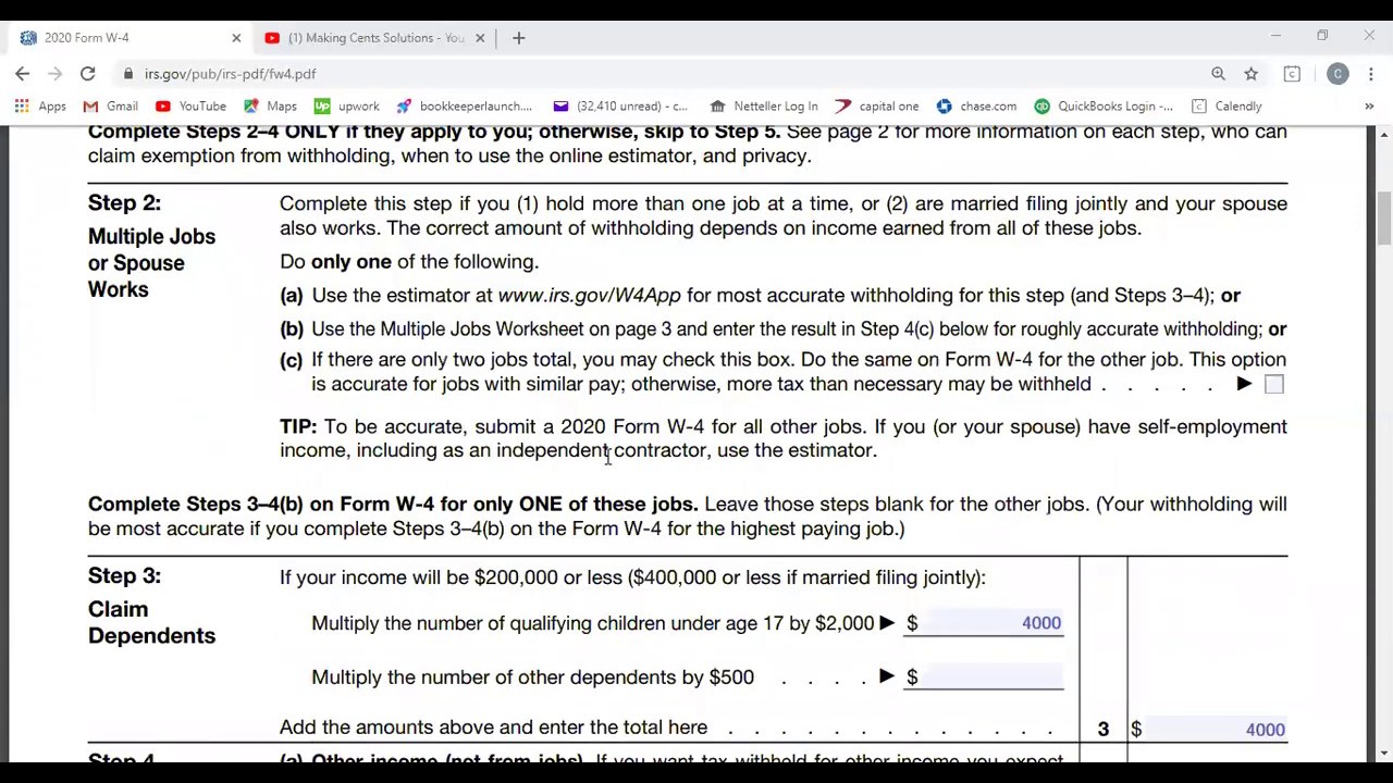 W4 Form 2 Dependents New Form