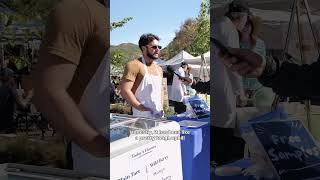 Met Paraskeva at the Laguna Beach Farmers Market—making frozen yogurt from scratch.