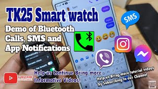 TK25 Smart watch - Demo of Bluetooth Calls, SMS and App Notifications screenshot 2