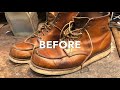 Resoling #875 Red Wing Irish Setter Moctoe step by step process by @wijsmancobblers..