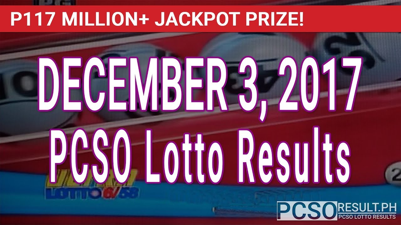 PCSO Lotto Results Today December 3, 2017 (6/58, 6/49, Swertres & EZ2)