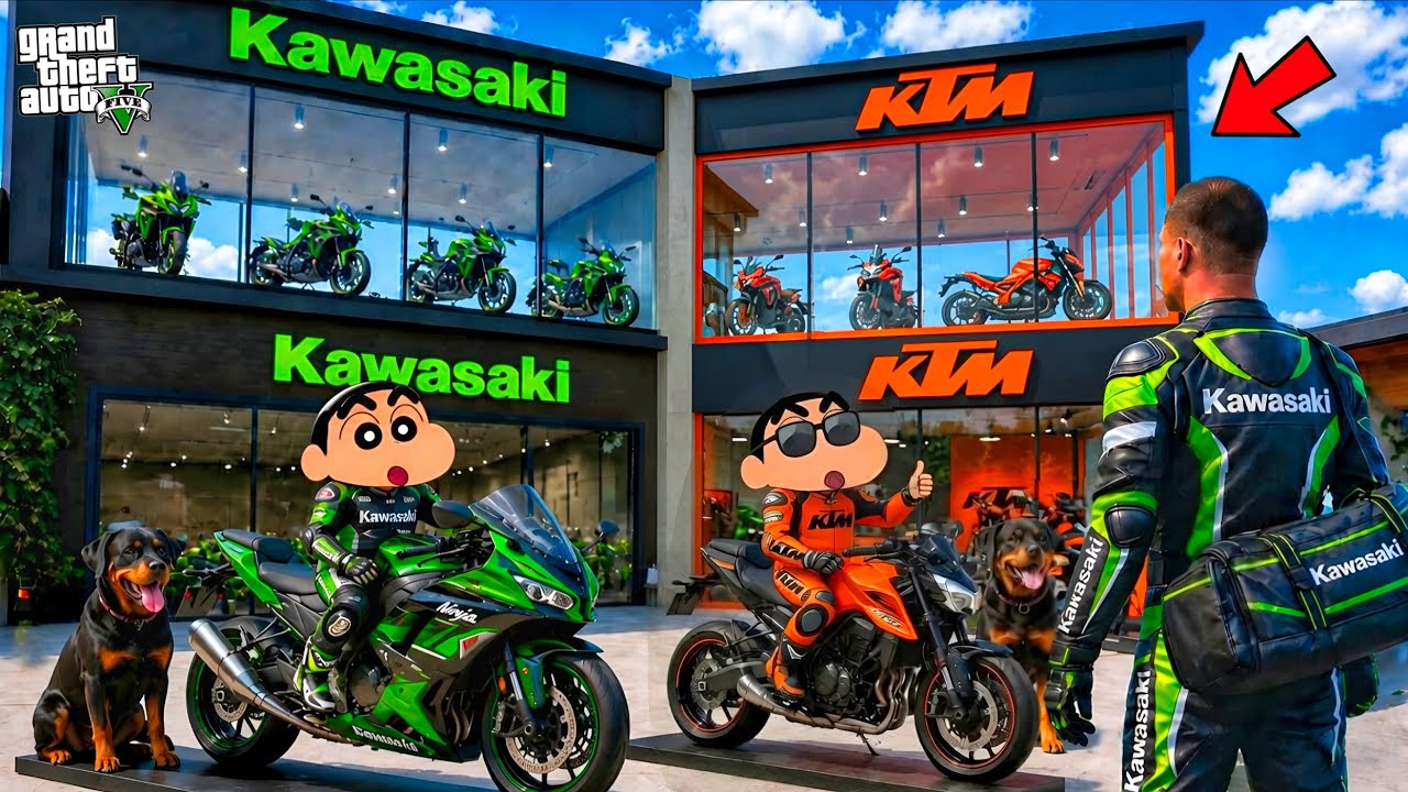 Franklin and Shinchan Open a New KAWASAKI & KTM Bike Showroom in GTA 5! Bangla Gameplay