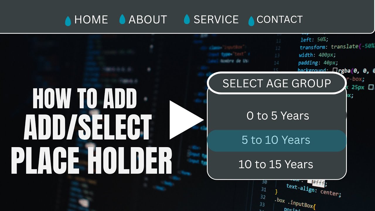 How To Add a Placeholder Text on the Select Form Field | PlaceHolder in ...