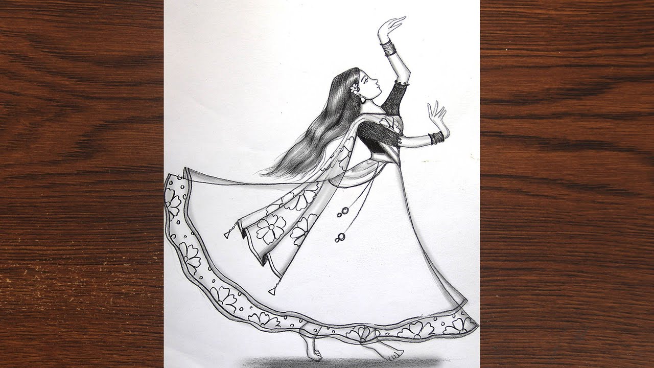 Amaizing Drawing technique of how to draw A Girl is dancing|| dancing ...