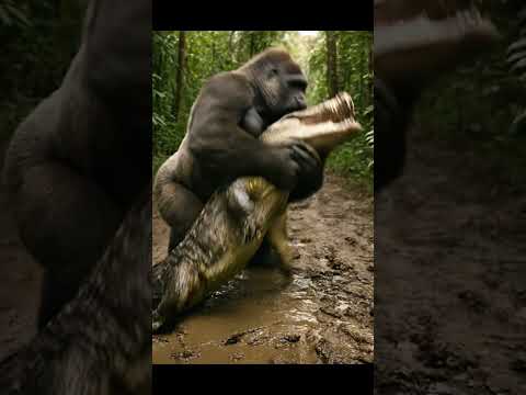새끼 고릴라를 노린 악어의 최후 Alligator's Results for Baby Gorilla