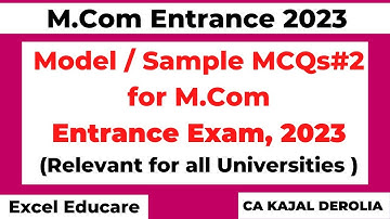 Model Paper for M.Com Entrance 2023 | Sample Paper for M.com Entrance 2023 | All University |Part 2|