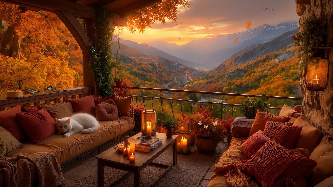 Peaceful November Piano 🍁 Gentle Music with Crackling Fire For Stress, Anxiety And Depression States