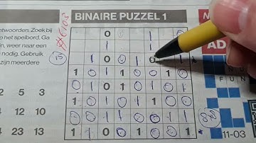 (#6103) Sunday. Binary01 Sudoku puzzle. Bonus Extra edition. 03-12-2023 Extra part 3 of 4
