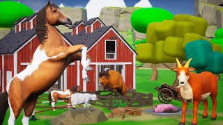 Farm Diorama - Farm Animals, Wild Animals | 3D Cartoons Sheep, Horse, Goat, Pigs, Bull Animals Video