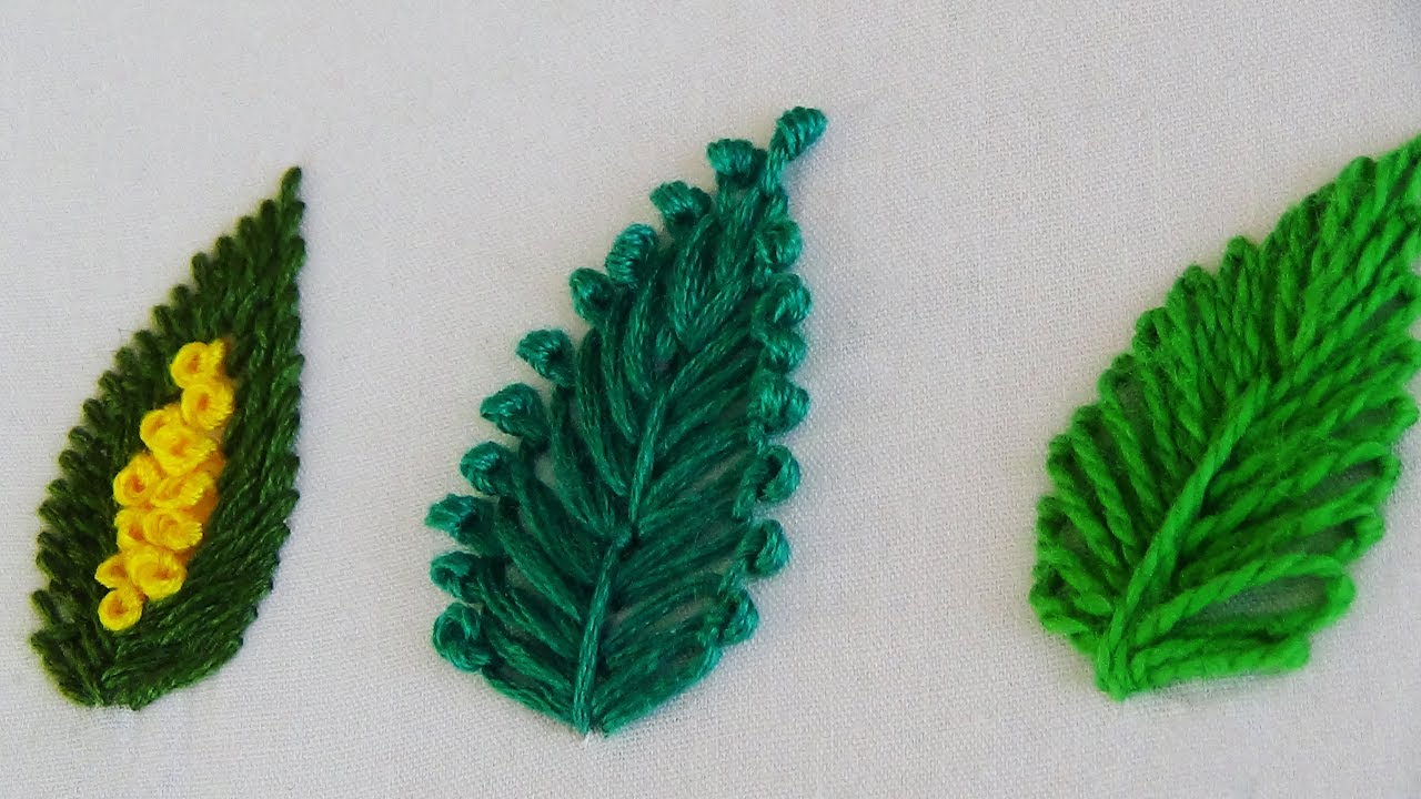 Hand Embroidery Different Stitches For Leaf Embroidery Part 1 YouTube