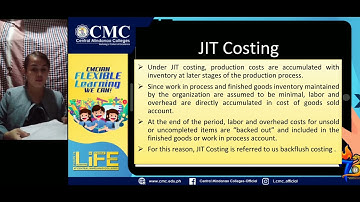 JUST IN TIME AND BACKFLUSH ACCOUNTING. (SET C REPORT)