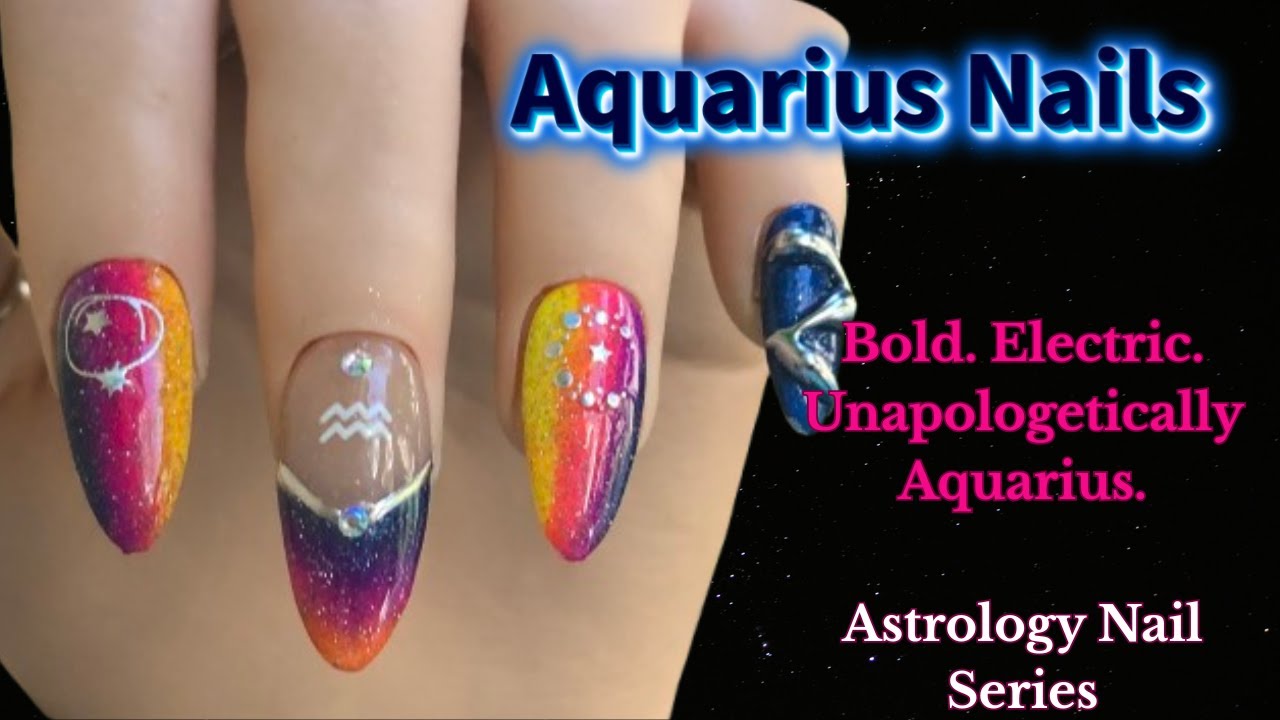 Aquarius Nails ♒ Dreamy Blues & Cosmic Energy | Astrology Nail